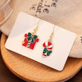 Cute Christmas Santa Snowman Candy Cane Gift Asymmetric Enamel Alloy Holiday Dangle Earrings view 4