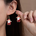Cute Christmas Santa Snowman Candy Cane Gift Asymmetric Enamel Alloy Holiday Dangle Earrings view 2