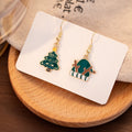 Cute Christmas Santa Snowman Candy Cane Gift Asymmetric Enamel Alloy Holiday Dangle Earrings view 3
