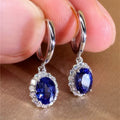 Court Style Oval Geometric Drop Earrings, Micro Paved Gemstone Banquet Dress Jewelry view 3