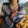 Light Luxury Faux Pearl Beaded Multi Layer Necklace With Zircon Round Portrait Pendant view 4