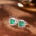 Light Luxury Emerald Green Stud Earrings For Women, Sparkling Micro Pave Zircon Jewelry view 4