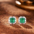 Light Luxury Emerald Green Stud Earrings For Women, Sparkling Micro Pave Zircon Jewelry view 1
