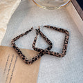Vintage Leopard Print Geometric Heart Circle Square Alloy Hoop Exaggerated Statement Fashion Earrings view 4