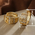 Electroplated Metal Ear Cuffs For Women, Micro Pave Sparkling Great Wall Texture Light Luxury Earrings view 4