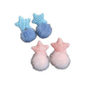 Plush Plaid Star And Round Ball Pendant Drop Earrings Vacation Style Silver Needle Jewelry view 5