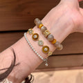 18K Gold Plated Zircon Acetate Round Pattern Bracelet Vintage Geometric Light Luxury Bangle view 3