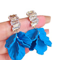 Sparkling Zircon Acrylic Flower Petal Drop Earrings With Silver Posts, Style Women's Jewelry view 5