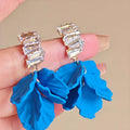 Sparkling Zircon Acrylic Flower Petal Drop Earrings With Silver Posts, Style Women's Jewelry view 1