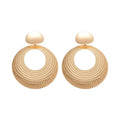 European American Metal Hollow Round Pendant Hoop Earrings With Silver Pins Minimalist Fashion Jewelry view 5