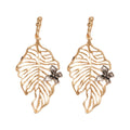 Alloy Hollow Leaf Butterfly Pendant Drop Earrings With Silver Pin European Style Fashion Ear Studs view 5