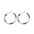 Cotton Thread Wrapped Geometric Circle Pendant Hoop Earrings Minimalist Silver Needle Style view 5