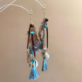 Bohemian Tassel Drop Earrings With Feather Shell Wood Beads And Cotton Thread view 3