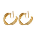 Copper Twisted Spiral Round Hoop Earrings Geometric Minimalist Western Style Ear Clips view 5