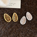 Leopard Print Leaf Geometric Alloy Stud Earrings, Minimalist European Style Jewelry view 4