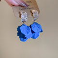 Light Luxury Acrylic Flower Petal Tassel Drop Earrings With Zircon And Silver Needle view 2
