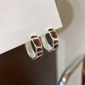 Vintage Maillard Enamel Copper Geometric Round Ear Cuff Earrings For Women Hong Kong Style view 1