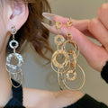 European Style Copper Knotted Round Pleated Metal Tassel Drop Earrings With Silver Pins For Women view 1