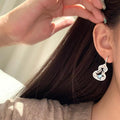Light Luxury Faux Pearl Zircon Flower Gourd Pendant Necklace And Earrings Jewelry Set view 2