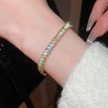 Light Luxury Copper Zircon Crystal Square Rectangle Clasp Bangle For Women view 3