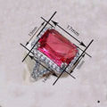 Luxury Bridal Square Ring For Women, Micro Paved Zircon Faux Ruby Wedding Jewelry view 4