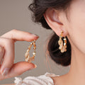 Korean Style Copper Geometric Round Cross Wrap Hoop Earrings Minimalist Metal Statement Jewelry view 3