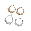 Korean Style Copper Geometric Round Cross Wrap Hoop Earrings Minimalist Metal Statement Jewelry view 5