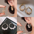 Korean Style Copper Geometric Round Cross Wrap Hoop Earrings Minimalist Metal Statement Jewelry view 2