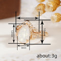 Metal Faux Opal Rhinestone Ring For Women 3D Textured Leaf French Style Fashion Jewelry view 4