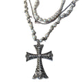Light Luxury Alloy Rhinestone Pearl Beaded Cross Pendant Sweater Necklace For Women view 5