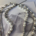 Light Luxury Alloy Rhinestone Pearl Beaded Cross Pendant Sweater Necklace For Women view 3