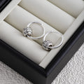Elegant Chic Hollow Round Alloy Hoop Earrings With Textured Bead Pendant For Women Fashion Jewelry Earrings view 4