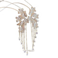 French Palace Style Alloy Butterfly Flower Chain Tassel Crystal Drop Earrings view 5