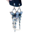 Sparkling Crystal Butterfly Tassel Drop Earrings With Silver Needle Posts, Light Luxury Style view 5