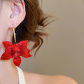 Vacation Style Resin Flower Geometric C Shape Pendant Hoop Earrings With Silver Posts view 3