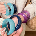 European Style Resin Marbled Oval Concave Bangle Minimalist Niche Design Fashion Bracelet view 1