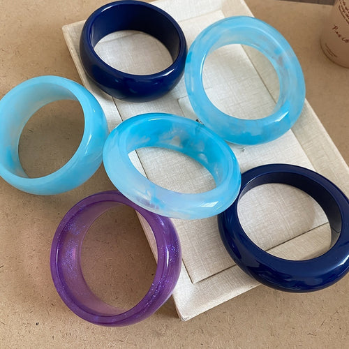 European Style Resin Marbled Oval Concave Bangle Minimalist Niche Design Fashion Bracelet