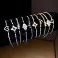 Light Luxury Copper Zircon Heart Bow Flower Pendant Bangle Fashion Geometric Bracelet view 2