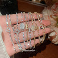 Light Luxury Copper Zircon Heart Bow Flower Pendant Bangle Fashion Geometric Bracelet view 1
