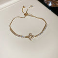 Light Luxury Copper Zircon Heart Bow Flower Pendant Bangle Fashion Geometric Bracelet view 4