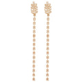 18K Gold Plated Zircon Oval Chain Tassel Drop Earrings With Silver Posts Light Luxury Jewelry view 5
