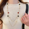 Vintage Maillard Style Irregular Resin Geometric Beaded Sweater Necklace For Women view 3