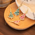 Elegant Rhinestone Enamel Christmas Tree Drop Earrings For Women Creative Festive Alloy Dangle Earrings view 2