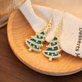 Elegant Rhinestone Enamel Christmas Tree Drop Earrings For Women Creative Festive Alloy Dangle Earrings view 4