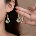 Elegant Rhinestone Enamel Christmas Tree Drop Earrings For Women Creative Festive Alloy Dangle Earrings view 1