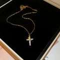 Stainless Steel Sparkling Zircon Cross Pendant Necklace French Court Light Luxury Clavicle Chain view 4