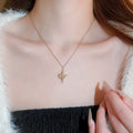 Stainless Steel Sparkling Zircon Cross Pendant Necklace French Court Light Luxury Clavicle Chain view 3