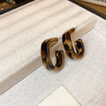 Maillard Style Resin Leopard Print Geometric U Shape Stud Earrings With Steel Pins view 2