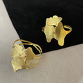 Stainless Steel Ginkgo Leaf Open Bangle For Women Minimalist European Style Jewelry view 4