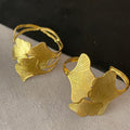 Stainless Steel Ginkgo Leaf Open Bangle For Women Minimalist European Style Jewelry view 2